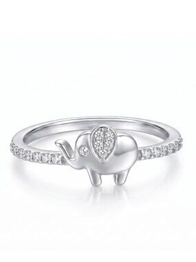 Dainty Elephant Ring, 925 Sterling Silver Size 6